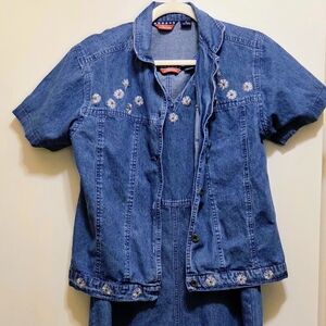 Vintage Agapo Denim floral maxi dress and button down combo size M